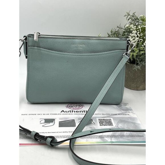 Kate Spade Authenticated Leather Margaux Med Convertible Crossbody Hazy Blue‎ - Picture 1 of 16